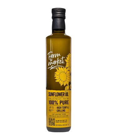 Farm To Market NGMO Expeller Pressed 100% Pure Sunflower Oil, Healthy, Perfect for Dressings, Frying, Marinades, and Baking Sunflower Oil 16.9 Fl Oz (Pack of 1)