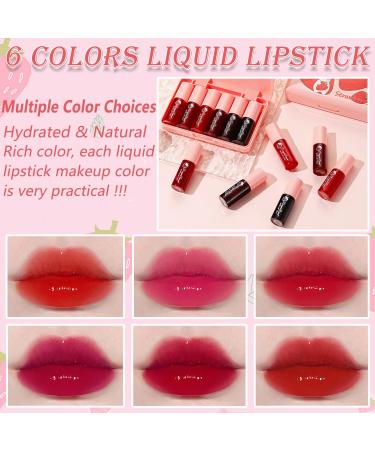 Shop 6 Colors Lip Tint Stain Mini Liquid Lipstick | Korean Moisturizing Velvet Lip Tint & Waterproof Longwear Blush - Vivid Strawberry Shades - Buy Online on GoSupps.com