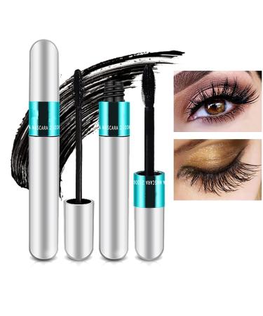 XYSH Lash Cosmetics Vibely Mascara 4D Silk Fiber Lash Mascara 2 in 1 Thrive Mascara For Natural Lengthening And Thickening Effect no clumping Superstrong Waterproof Mascara for Long-Lasting (2 Pack)