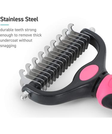 Deshedding Brush for Dog and Cat Pet Grooming Rake and Brushes for Small Medium & Large Dogs 17+9 Double Sided Deshedding Tool with free Dog Comb(pink) - Buy Online on GoSupps.com
