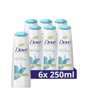 Dove et rin age hydratant quotidien 2 en 1 Shampooing 6 x 250 ml 250 ml (Lot de 6)