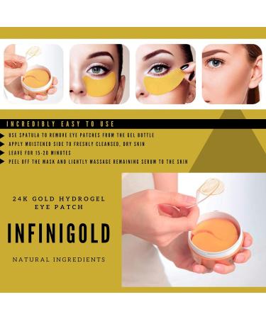 Eye Masks INFINIGOLD (60 units) 24K Gold Eye Treatment with natural ingredients Eye Masks for Dark Circles Anti Wrinkle Treatment Under Eye Gel Pads (Eye Mask) - Buy Online on GoSupps.com
