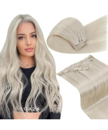 Laavoo blond clip in extensions real hair platinum blonde hair recovery real hair clip in extensions 70g 5 piece extensions clip real hair platinum blond #60 30cm-70g 2.3 #60