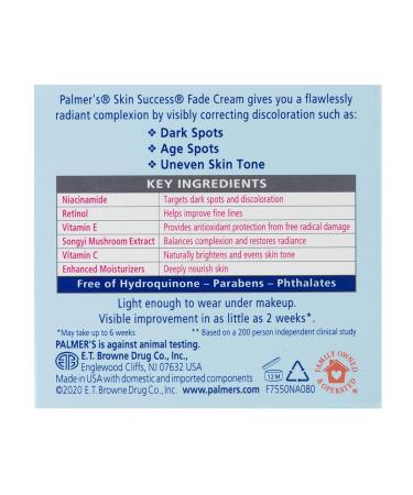 Palmer's Skin Success Anti-Dark Spot Fade Cream with Vitamin E and Niacinamide Helps Reduce Dark Spots and Age Spots Suitable for All Skin Types 2.7 Ounce (Pack of 2) - Buy Online on GoSupps.com