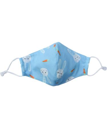 LOFBAZ Washable Adjustable Cloth Face Coverings for Kids & Adults - Light Blue Rabbit Design with Nose Wire & Filter Pocket - Perfect for Ages 4-8 - Buy Online on GoSupps.com