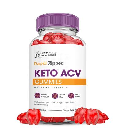 Rapid Ripped Keto ACV Gummies Advanced Formula 1000MG Rapidripped Keto Gummies Apple Cider Vinegar Formulated with Pomegranate Beet Juice Powder B12 Vegan Non GMO 60 Gummys 60 Count (Pack of 1)