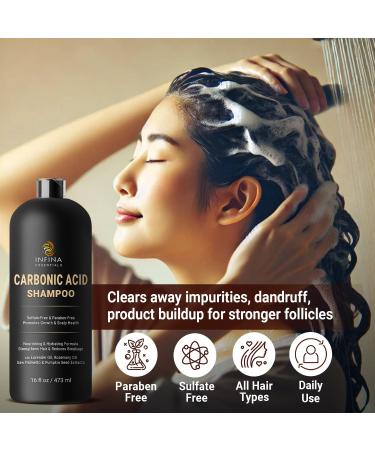 Carbonic Acid Shampoo - Sulfate Free Hair Growth for Men & Women | DHT Blocker with Saw Palmetto & Rosemary Oil - 16 fl oz - Buy Online on GoSupps.com