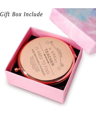 COYOAL Personalized Engraved Compact Mirror - Unique Teacher Appreciation Gift with Sentimental Quotes - Ideal Mothers Day & Birthday Gift for Best Teacher - From Students - Rose Theme - Buy Online on GoSupps.com