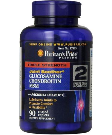 Puritan's Pride Triple Strength Glucosamine Chondroitin And MSM Joint Soother 90 Coated Caplets