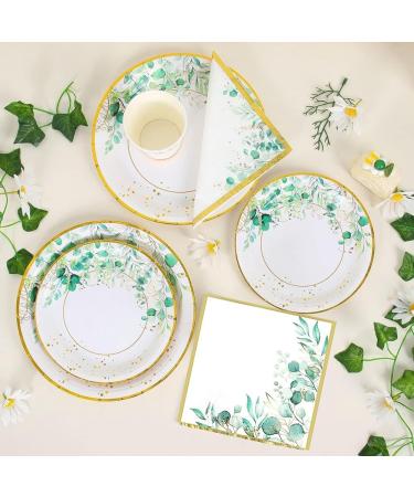 ecaqlin Green Paper Plates Set for 24 People Paper Sage Green Paper Plates and Napkins Cups Set for Birthday Supplies Wedding - Buy Online on GoSupps.com