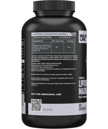 Triple Liposomal Magnesium 3-in-1 Formula with Glycinate & Oxide | Enhanced Absorption | Supports Sleep Stress & Mood | Muscle Bone & Nerve Health | 60 Capsules 60 Count (Pack of 1) - Buy Online on GoSupps.com