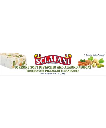 Sclafani Soft Pistachio and Almond Nougat Torrone Bar