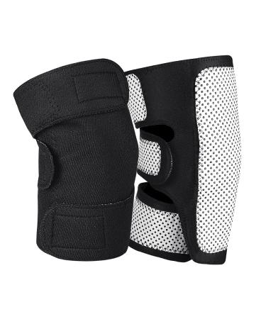 Heated Knee Brace Wrap with Massage-Tourmaline Adjustable Self Heating Knee Pad Wrap for Pain Relief