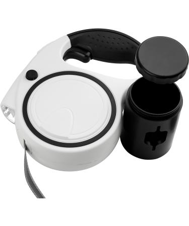 Ultra White Extendable Dog Lead with LED Light & Waste Bag Holder - 5m Retractable Leash for Large Dogs - Reflective & Strong Training Lead for Small, Medium, and Large Dogs - Buy Online on GoSupps.com