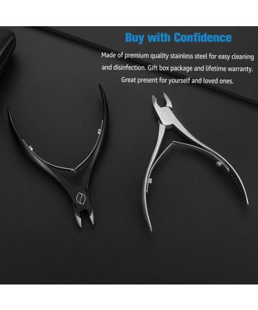 FERYES 1/2 Jaw Cuticle Cutters - Professional Stainless Steel Nail Cuticle Clippers in Black - Buy Online on GoSupps.com