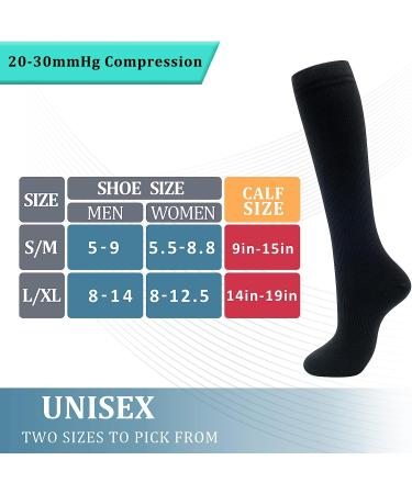 Fenglaoda 4 Pairs Compression Socks 20-30mmHg for Men & Women - Knee High Nurse Pregnant Medical Running Travel Athletic Socks - D-4Pairs Black/White - Large-X-Large - Buy Online on GoSupps.com