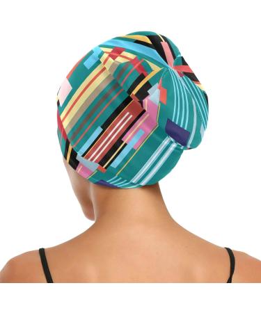 Women's Satin-Lined Green Stripe Sleep Cap | Cancer Hat for Night | No Fading Slouchy Beanie - Buy Online on GoSupps.com