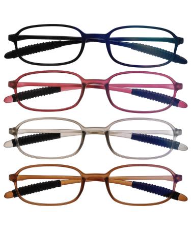 OCCI CHIARI 4 Pack Blue Light Blocking 3.5 Reading Glasses Women Men Glare UV Filter Computer Readers 100 125 150 175 200 225 250 275 300 350 400 W-4 Pack(black+brown+gray+red) 3.5 x