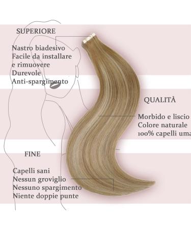 Hotlulana Tape-In Extensions Real Hair Balayage Light Brown with Gold Blonde - 18 Inch (45cm) 100% Natural Invisible Skin Weft - #10/10/22 - 40g - Buy Online on GoSupps.com