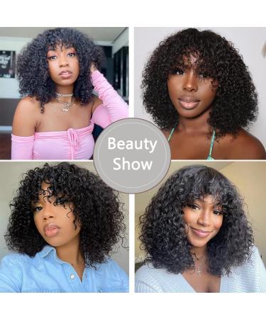 Matriarchs 12 Inch Curly Bob Wig with Bangs for Black Women - Natural Black Synthetic Hair (120g, 1B) - 12 Inch Length - Buy Online on GoSupps.com