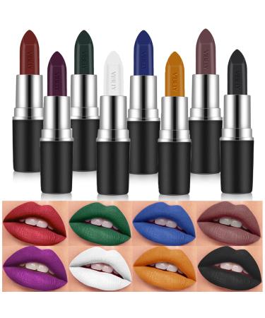 8 colors lipstick matt set sets nude black lipstick waterproof 24 hours wiped and durable matter lipstick lip stain lip gloss set (a) - Buy Online on GoSupps.com