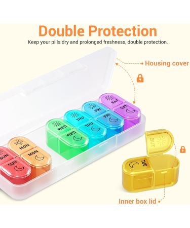 7 Days AM PM Pill Organizer - BPA-Free 2 Times a Day Large Weekly Pills Case for Vitamins and Medicine - Buy Online on GoSupps.com