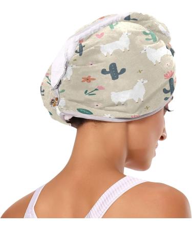 Boho Llama Dry Hair Cap Set | Quick Drying Towel & Button Headband - Super Absorbent & Comfortable - Buy Online on GoSupps.com