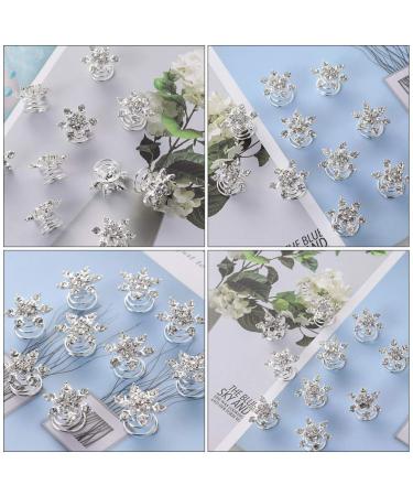 Lurrose 20pcs Snowflake Hair Needles - Rhinestone Spiral Hairpins & Crystal Twists for Brides - Elegant Hair Jewelry - Buy Online on GoSupps.com