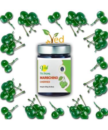 Ved Gourmet Original Black & Green Maraschino Cherries - Italian Cherry for Old-Fashioned Cocktails - Vegan Cocktail Bourbon Cherries in Natural Syrup for Cocktail Garnish - Buy Online on GoSupps.com