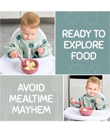 Baby Nom Waterproof Weaning Bib with Sleeves - Ideal for Baby Led Weaning - Green - Buy Online on GoSupps.com