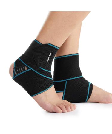 AVIDDA Ankle Support 2 Pack Adjustable Ankle Brace for Sports Elastic Compression Ankle Strap for Sprained Ankle Achilles Tendon Running Teal