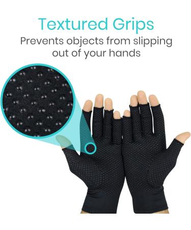 Vive Copper Arthritis Gloves Black - Fingerless (X Small) | Pain Relief for Arthritic Hands - Buy Online on GoSupps.com