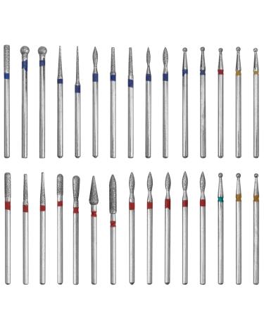 Bestgle 30 pieces cuticle cutter bits 3/32 inch diamond drill safety bits nail cutter attachments bits gel nails nail drill polishing grinding head for acrylic gel nail manicure file pedicure tools
