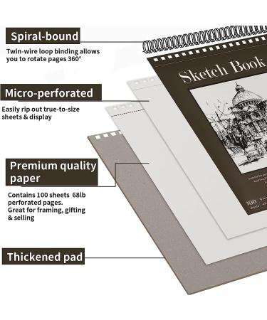 9x12 Top Spiral Bound Sketch Book - 100-Sheet Pack (68lb/100gsm) Acid-Free Art Paper for Drawing, Painting, Writing - Ideal for Kids, Adults, Beginners, Artists - Buy Online on GoSupps.com