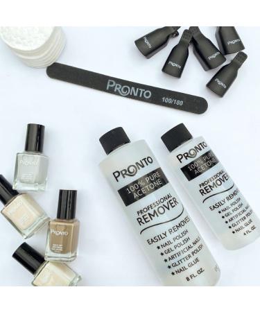Pronto 100% Pure Acetone Nail Polish Remover - 8 fl oz - For Natural, Gel, Acrylic, Sculptured Nails - Buy Online on GoSupps.com