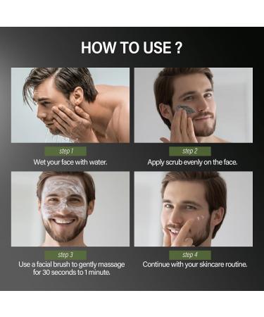 Men's Face Scrub Bamboo Charcoal Salicylic Acid Face Exfoliant Facial Peeling Improves Blackheads Acne Clogged Pores Cleansing Oil Control Pre-shave Care for Men with Facial Cleansing Brush - Buy Online on GoSupps.com