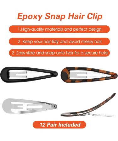 Snap Hair Clips for Women 12 Pieces Metal Snap Hair Clips Vintage Flat Hair Clips Metal Oval Tortoise Hair Clips Large Hair Snap Clips Non-slip Hair Styling Clips for Women Girls Thick Fine Thin Hair - Buy Online on GoSupps.com