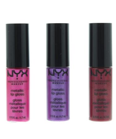 NYX Land of Lollies Metallic Lip Gloss Trio - Pink | 4.7 ml | International Shipping Available - Buy Online on GoSupps.com