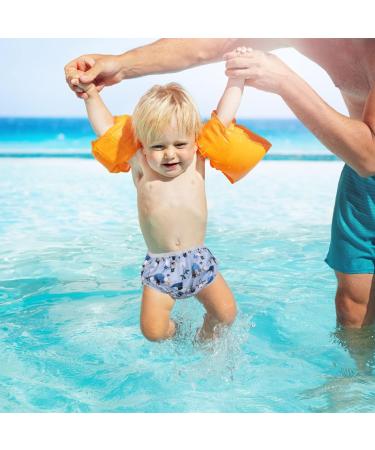 Vicloon Baby Swimming Trousers - Reusable Adjustable Diaper for Children 0-3 Years | Blue Pirate Ship/Waves - 2PC - Buy Online on GoSupps.com