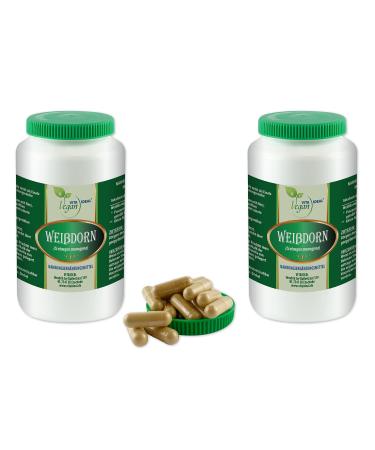 Vita Ideal Vegan hawthorn - berries 2x 360 capsules - Crataegus Monogyna - Daily portion 1000mg of white thorn berries pure powder.Of course vegetable and without additives original from vitalideal.