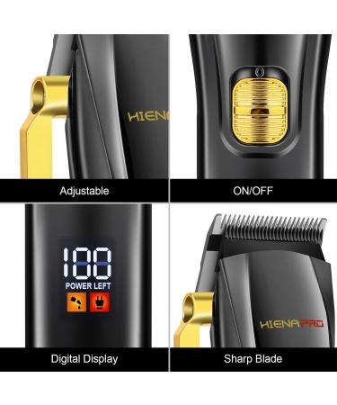 HIENA PRO Professional Hair Clippers and T-Blade Trimmer Kit for Men Cordless Complete Barber Kit Hair Cutting Kit with LCD Display & USB Rechargeable (Black) - Buy Online on GoSupps.com
