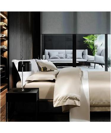 White Gray Egyptian Cotton Duvet Cover Set Embroidered 4 Piece Queen/Queen Size Bedding Bedding Sets Soft (SSS 4pcs) - Buy Online on GoSupps.com