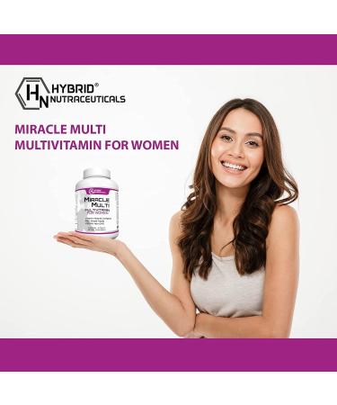 Hybrid Nutraceuticals MiracleMulti Women Multivitamin with Probiotics Biotin Folic Acid Enzymes + Fruit & Vegetable Blend - Immune Support Heart Health Energy: 60 Servings (Non-GMO) 1 - Buy Online on GoSupps.com