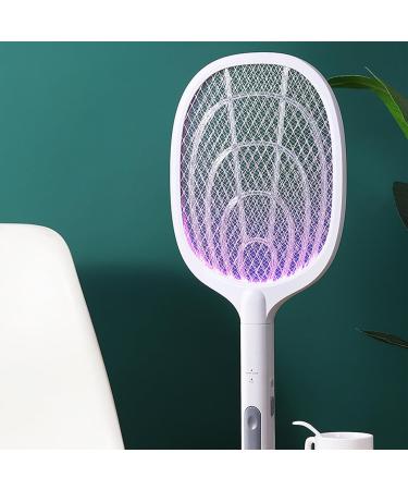 Electric Fly Swatter Racket Powerful Swatter 2 in 1 Electric Fly Killer Rechargeable Killer Lamp Portable Fly Killer Lamp for Indoor and Outdoor (White) - Buy Online on GoSupps.com