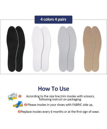 Hercicy 4 Pairs Washable Cotton Terry Insoles for Men and Women - Breathable Barefoot Replacement Insoles for Walking and Running Shoes (Stylish) - Buy Online on GoSupps.com