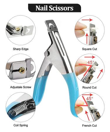 Kalolary Dual Nail Forms Set | 120PC Stiletto Nail Tips + 10 Blue Nail Clips Nail File & UV Gel Brush for Professional Nail Art Extension - Buy Online on GoSupps.com