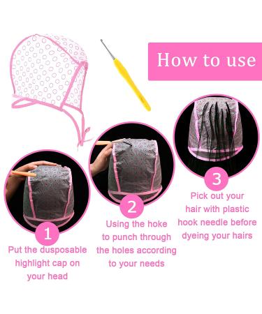 6-Piece Highlight Hair Cap Set with Needles | Salon Hair Coloring & Highlighting Dye Cap Kit | Hairdressing Tool in Purple, Blue, Pink - Buy Online on GoSupps.com
