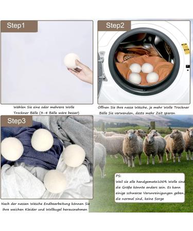 ProLeo Sheep's Wool Balls Reusable Natural Fabric Softener 6 Pieces for Laundry Dryer Leaves Trockner Bl tter - Buy Online on GoSupps.com