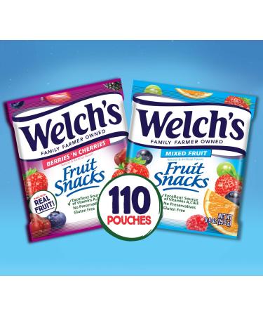 Welch's Fruit Snacks Mixed Fruit & Berries - Gluten Free Bulk Pack (110 Individual Bags, 0.9 oz Each) - Buy Online on GoSupps.com