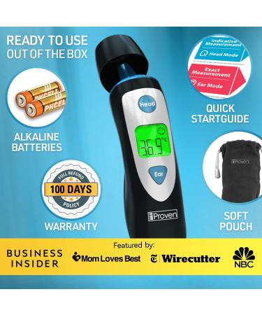 iProven Digital Thermometer with Fever Indicator - Temporal and Ear Measurements Accurate and Fast Reading For Adults and Kids - DMT-489 Black - Buy Online on GoSupps.com